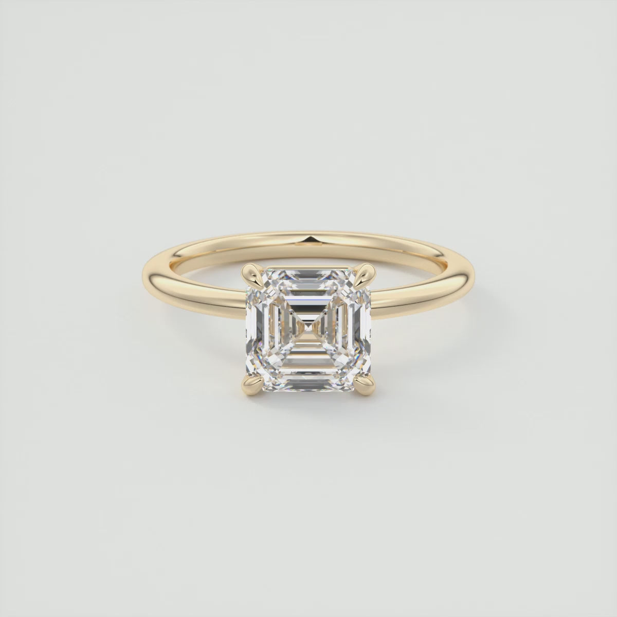 Load video: Luna Asscher Solitaire Ring – Lab Diamond or Moissanite