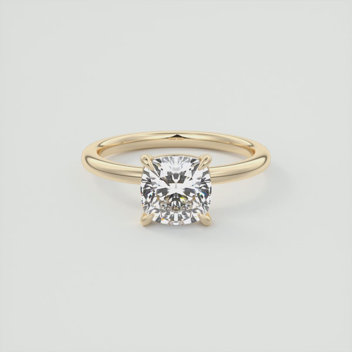 Load video: Luna Cushion Solitaire Ring – Lab Diamond or Moissanite