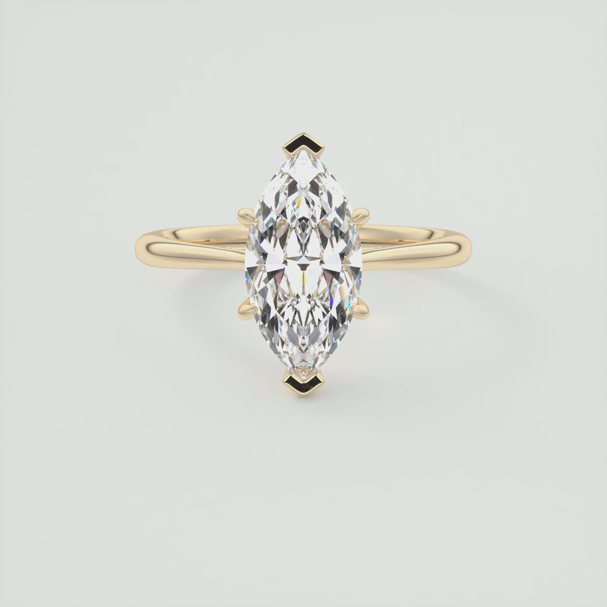 Load video: Lumia Marquise Cathedral Solitaire Ring – Lab Diamond or Moissanite