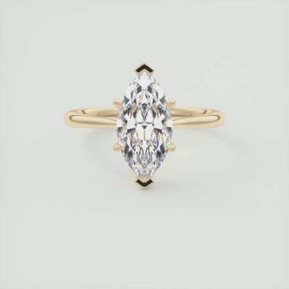 Lumia Marquise Cathedral Solitaire Ring – Lab Diamond or Moissanite