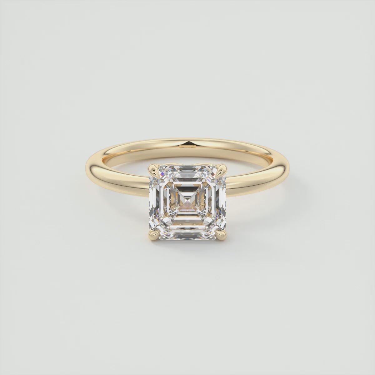 Load video: Celestia Asscher Solitaire Ring – Lab Diamond or Moissanite