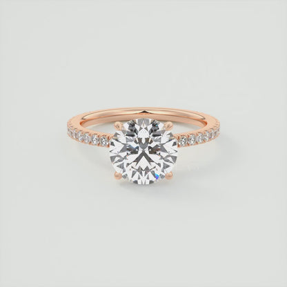 Isolde Pavé Round Brilliant Solitaire Ring