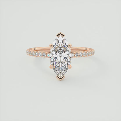Isolde Marquise Pavé Solitaire Engagement Ring
