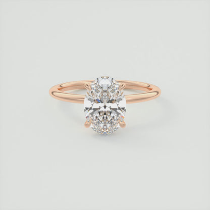 Luna Oval Solitaire Ring – Lab Diamond or Moissanite