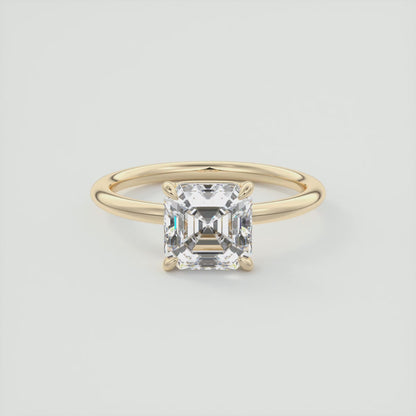 Elysian Asscher Solitaire Ring – Timeless Elegance with Lab Diamond or Moissanite