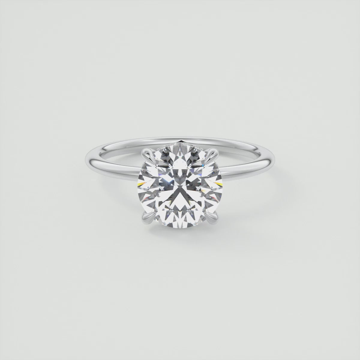 Celestia Round Hidden Halo Ring – Lab Diamond or Moissanite