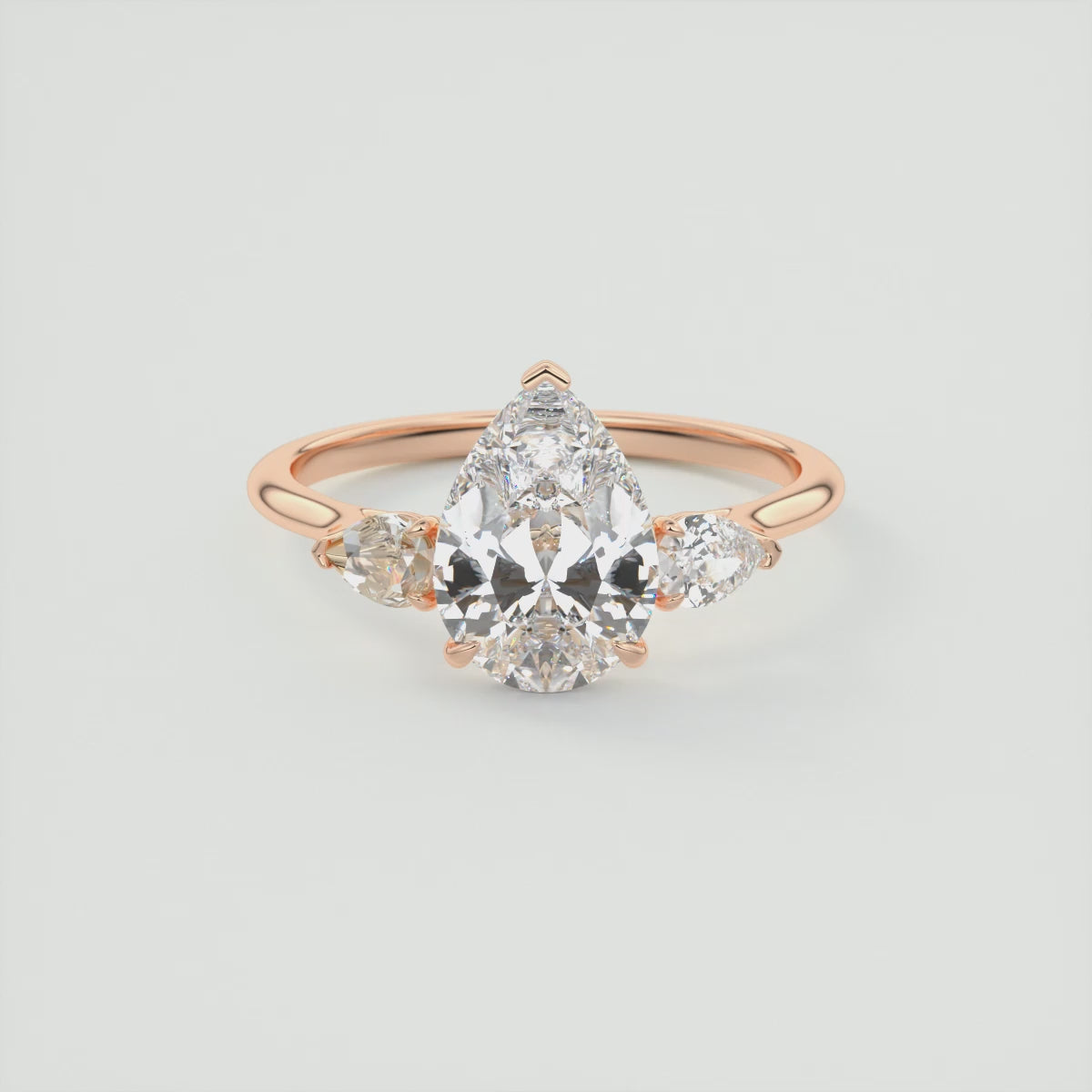 Amara Pear Three-Stone Engagement Ring – Lab Diamond or Moissanite