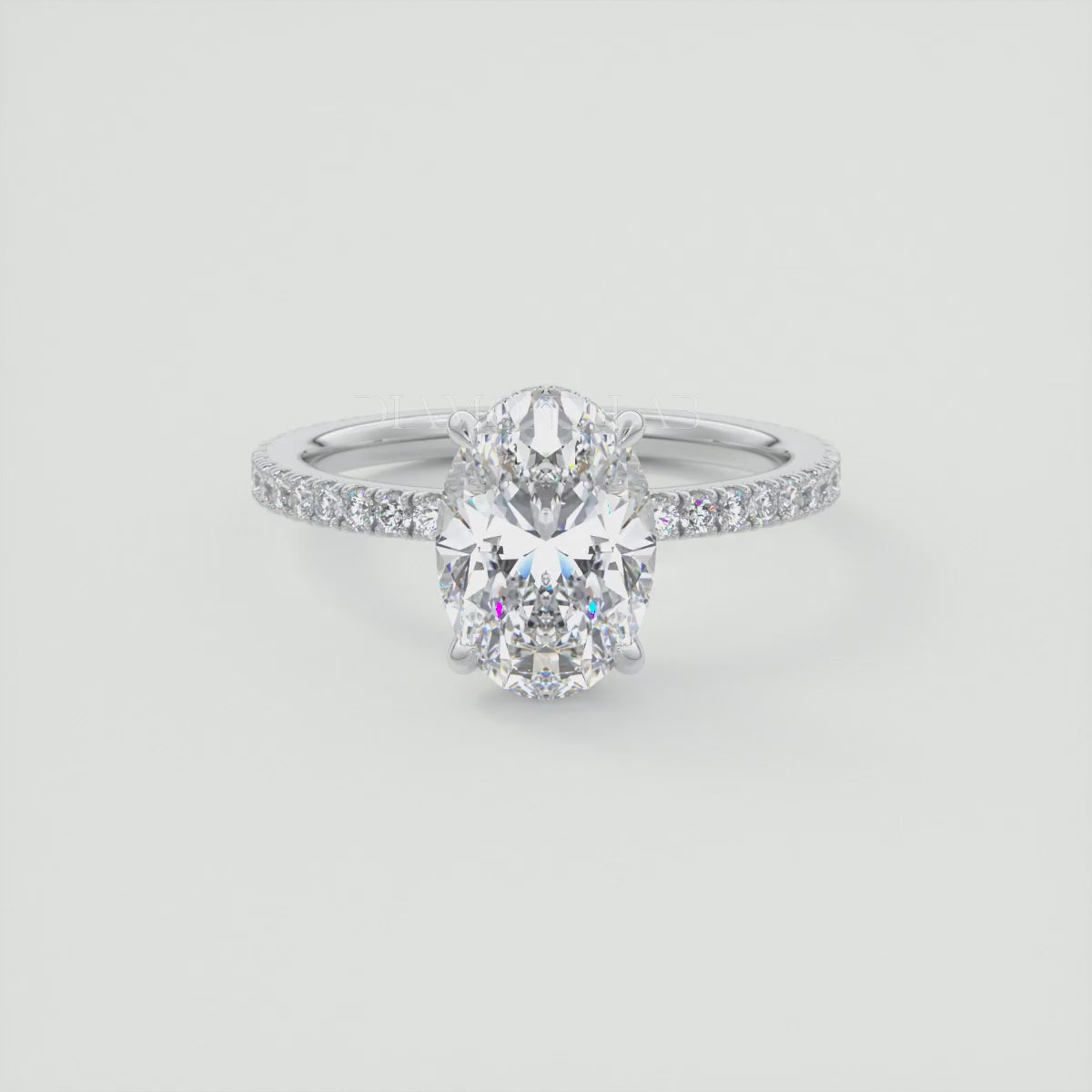 Amelie Oval Hidden Halo Pavé Engagement Ring