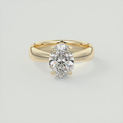 Elysian Tapered Oval Solitaire Ring – Lab Diamond or Moissanite