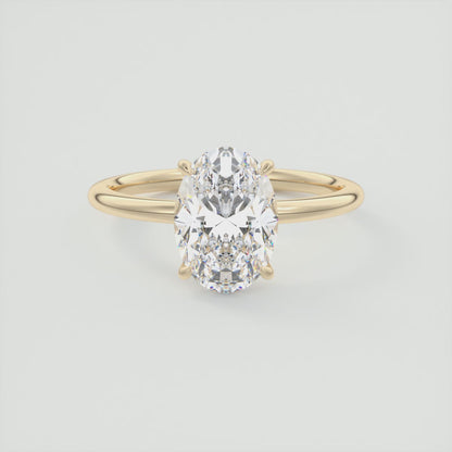 Aura Glide Oval Solitaire Ring – Lab Diamond or Moissanite, Ultra-Low Profile Design