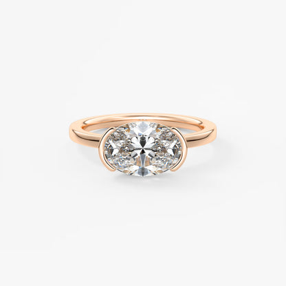 Alosta Oval East-West Half Bezel Engagement Ring – Lab Diamond or Moissanite