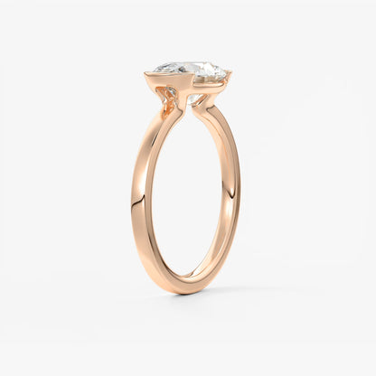 Alosta Oval East-West Half Bezel Engagement Ring – Lab Diamond or Moissanite