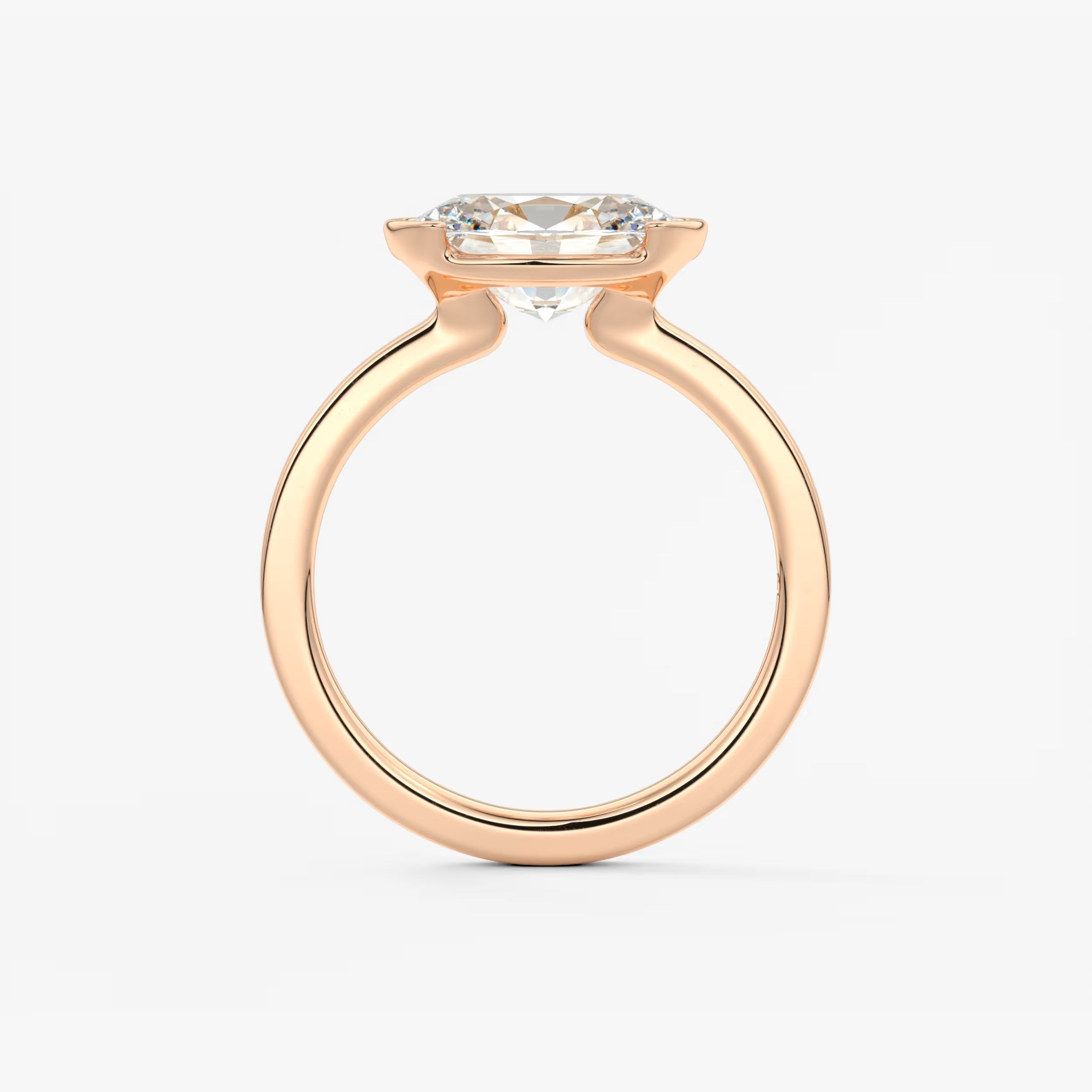 Alosta Oval East-West Half Bezel Engagement Ring – Lab Diamond or Moissanite