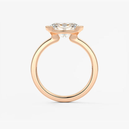 Alosta Oval East-West Half Bezel Engagement Ring – Lab Diamond or Moissanite
