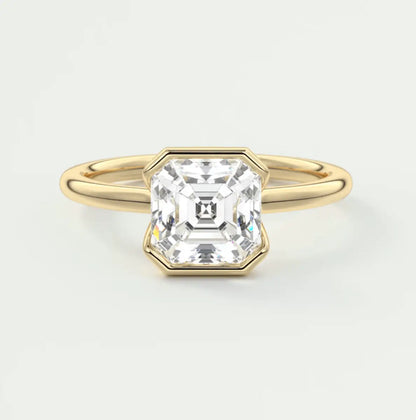 18k yellow gold asscher cut diamond engagement ring.