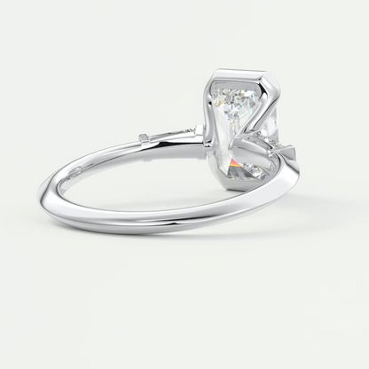 Custom made solara baguette emerald three-stone engagement ring | diamond lab