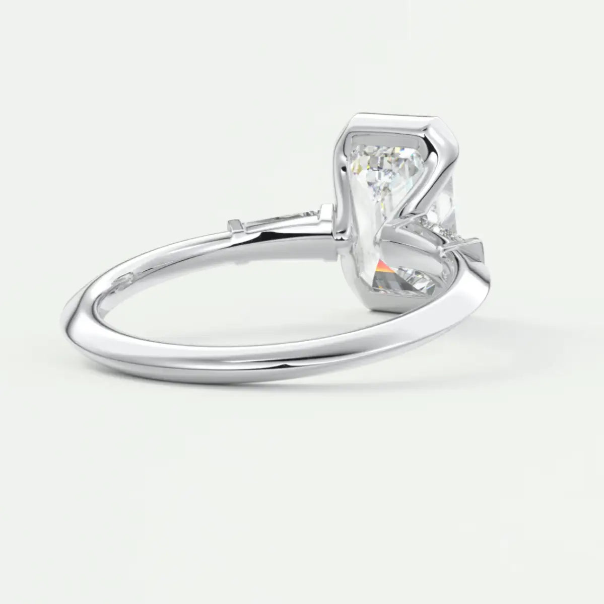 Custom made solara baguette emerald three-stone engagement ring | diamond lab