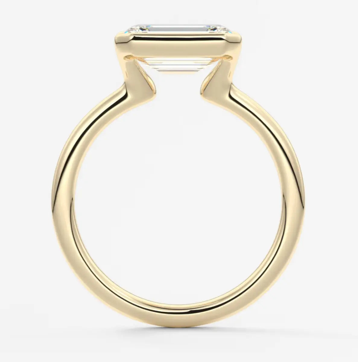 Custom made solara east-west emerald half bezel ring | lab diamond or moissanite –