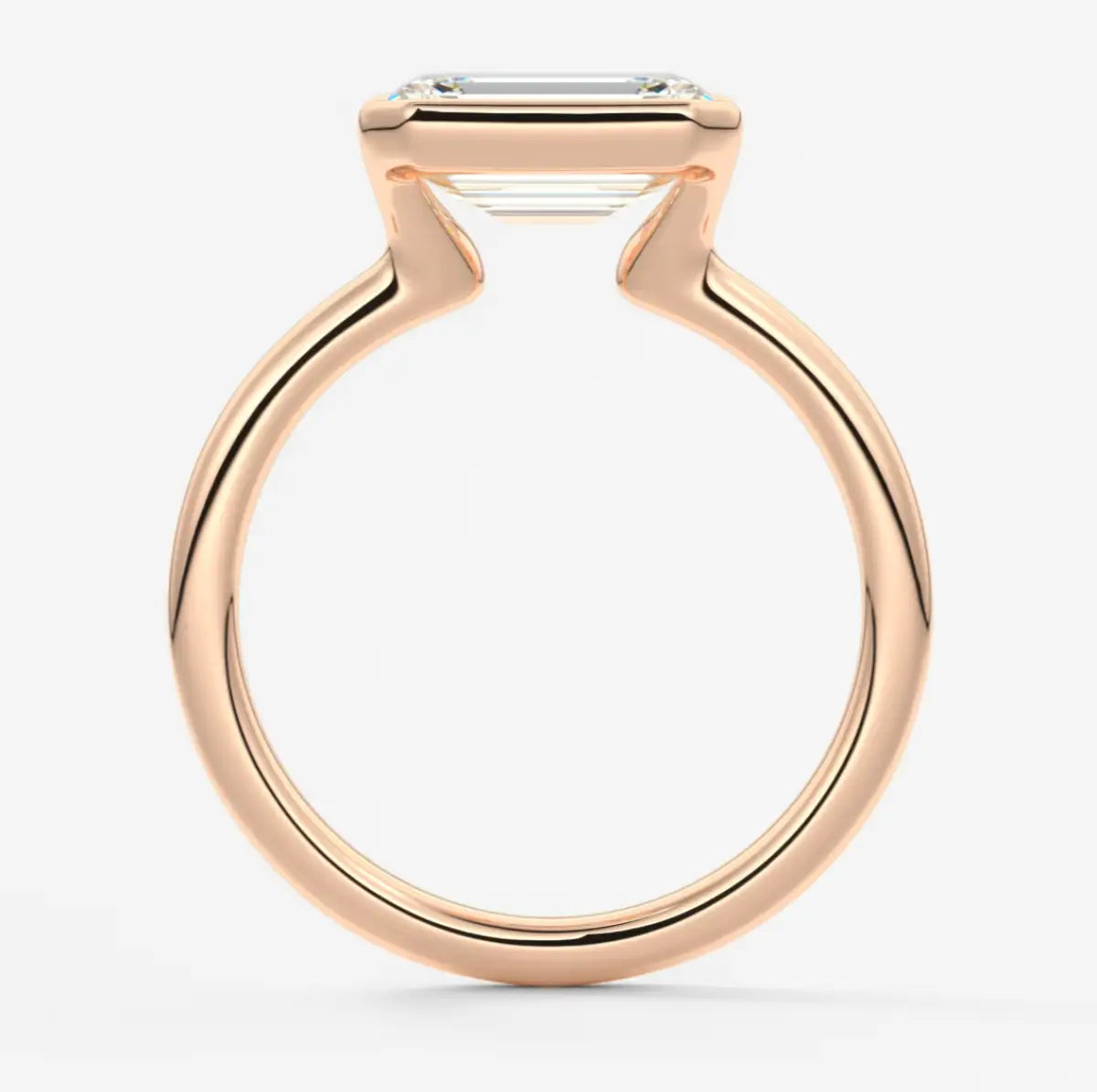 Custom made solara east-west emerald half bezel ring | lab diamond or moissanite –