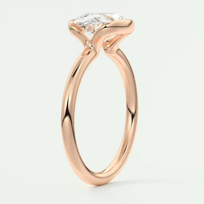 Rose gold engagement ring with a princess cut diamond.