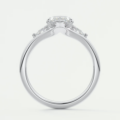 Custom made solena marquise three-stone engagement ring with split shank | diamond lab