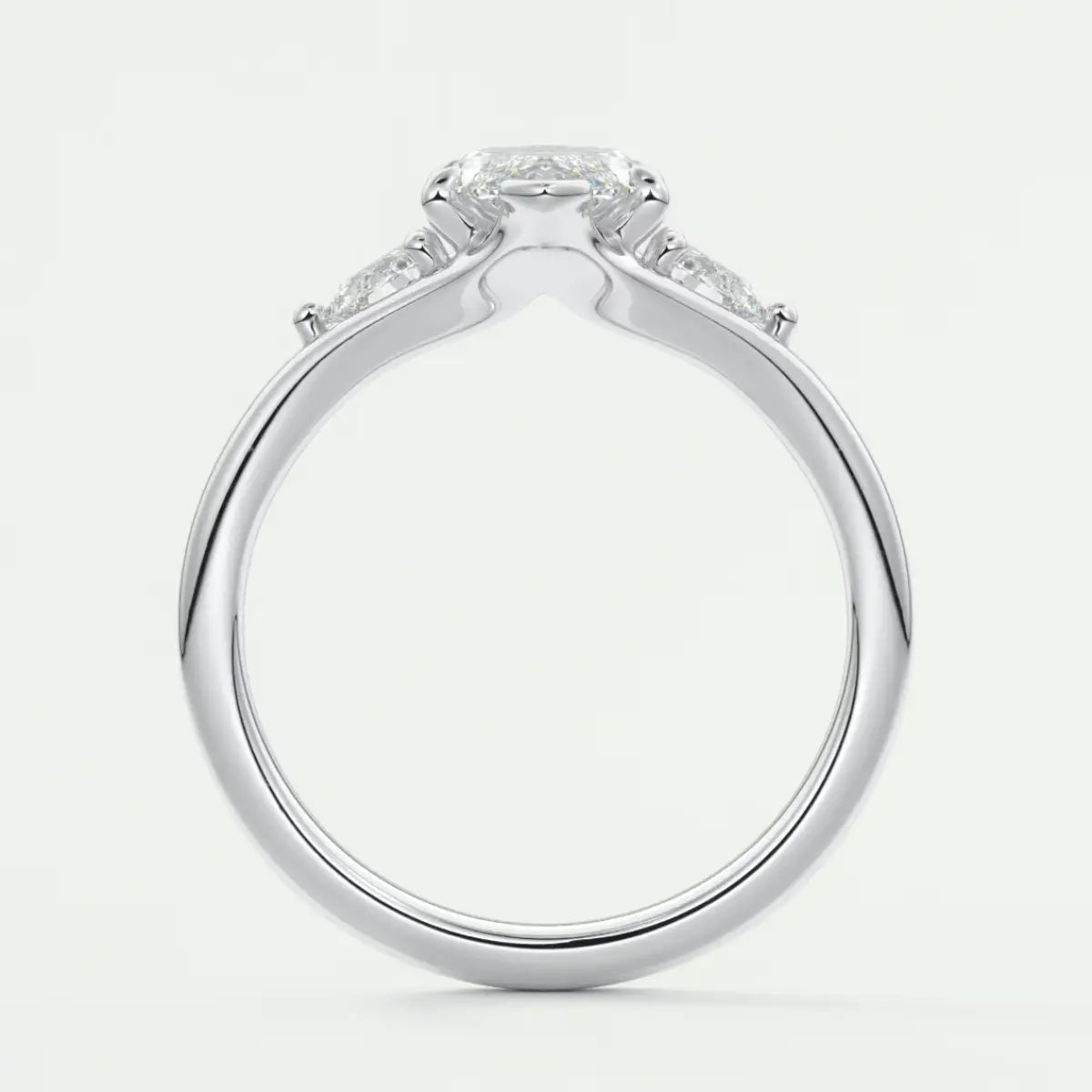 Custom made solena marquise three-stone engagement ring with split shank | diamond lab