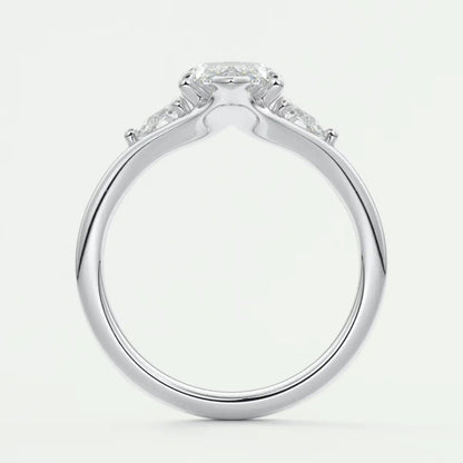Custom made solena marquise three-stone engagement ring with split shank | diamond lab