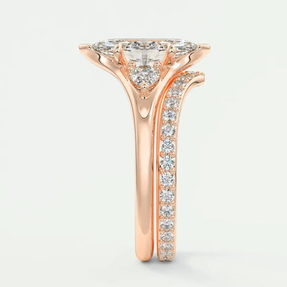 Custom made solena marquise three-stone engagement ring with split shank | diamond lab