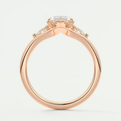 Custom made solena marquise three-stone engagement ring with split shank | diamond lab