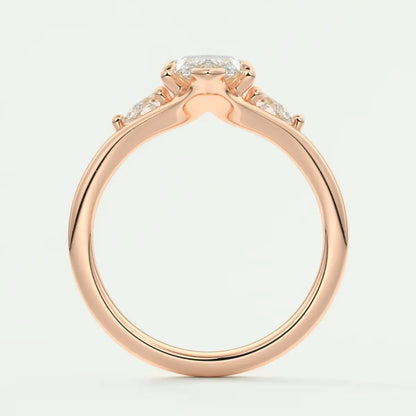 Custom made solena marquise three-stone engagement ring with split shank | diamond lab