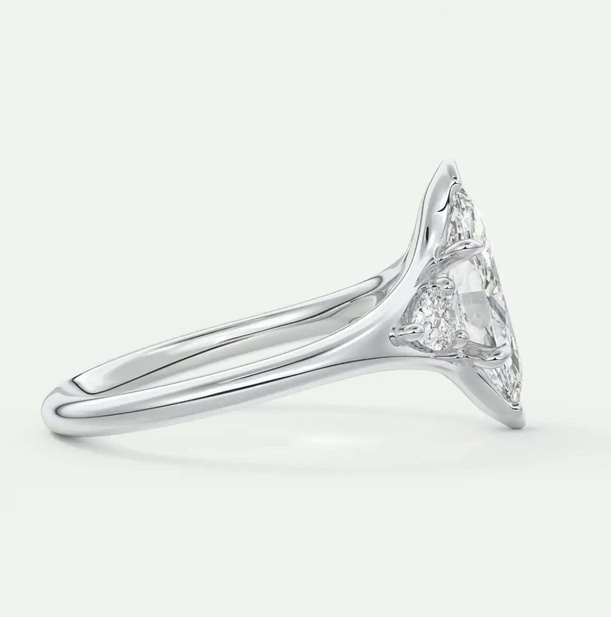 Custom made solena marquise three-stone engagement ring with split shank | diamond lab