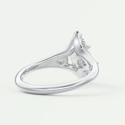 Custom made solena marquise three-stone engagement ring with split shank | diamond lab