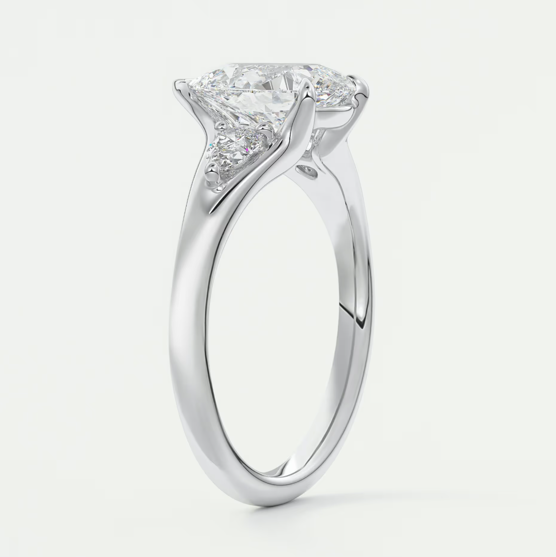 Custom made solena pear three-stone engagement ring with split shank | diamond lab
