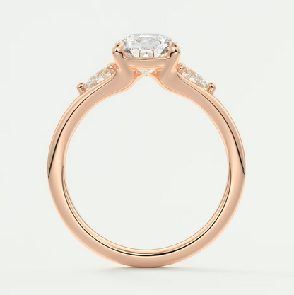 Custom made solena pear three-stone engagement ring with split shank | diamond lab