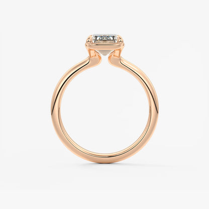 Custom made taylor bezel emerald cut engagement ring | lab diamond or moissanite –