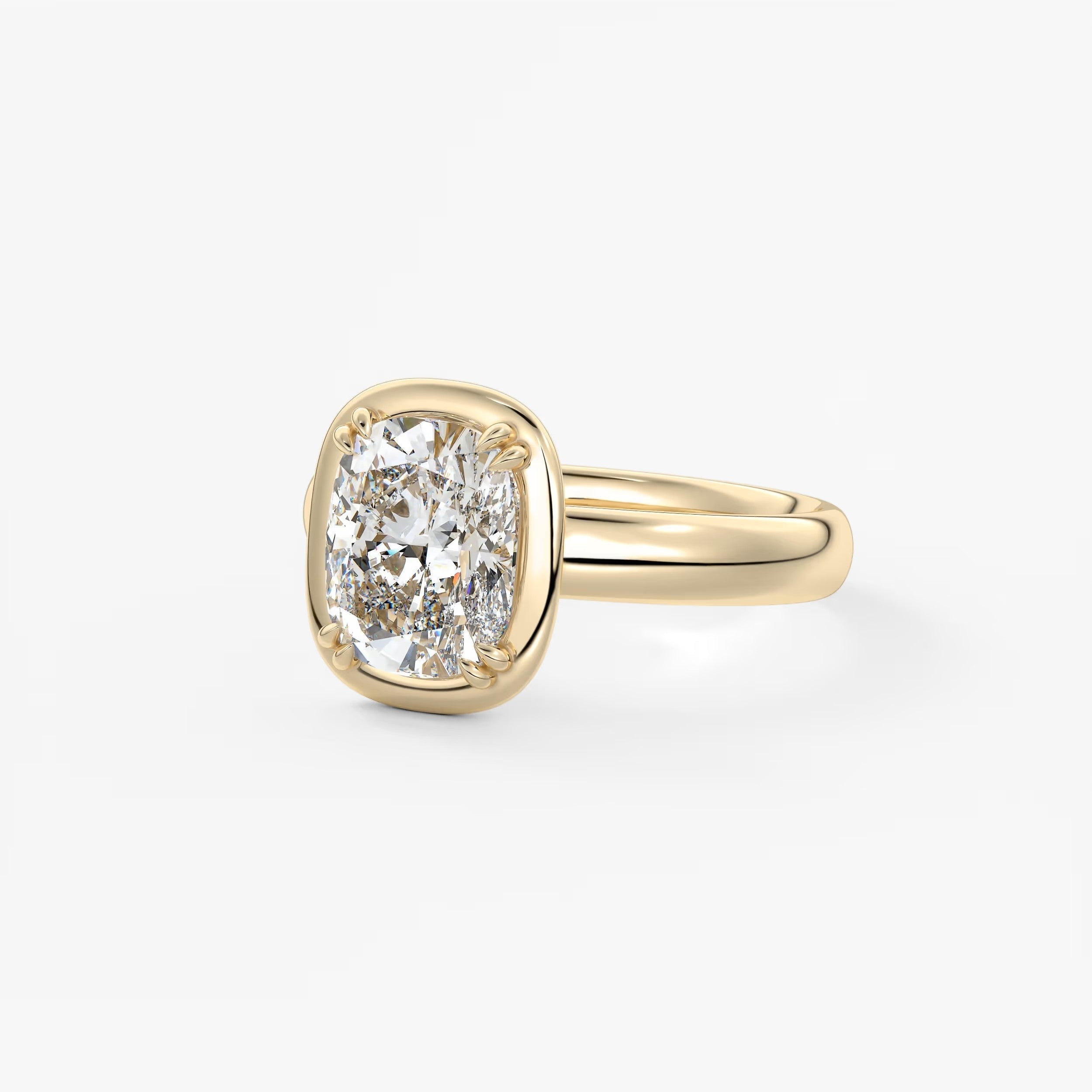Custom made taylor grande cushion lab diamond bezel engagement ring | australia