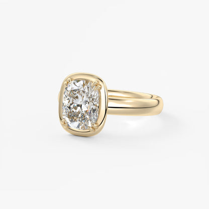 Custom made taylor grande cushion lab diamond bezel engagement ring | australia
