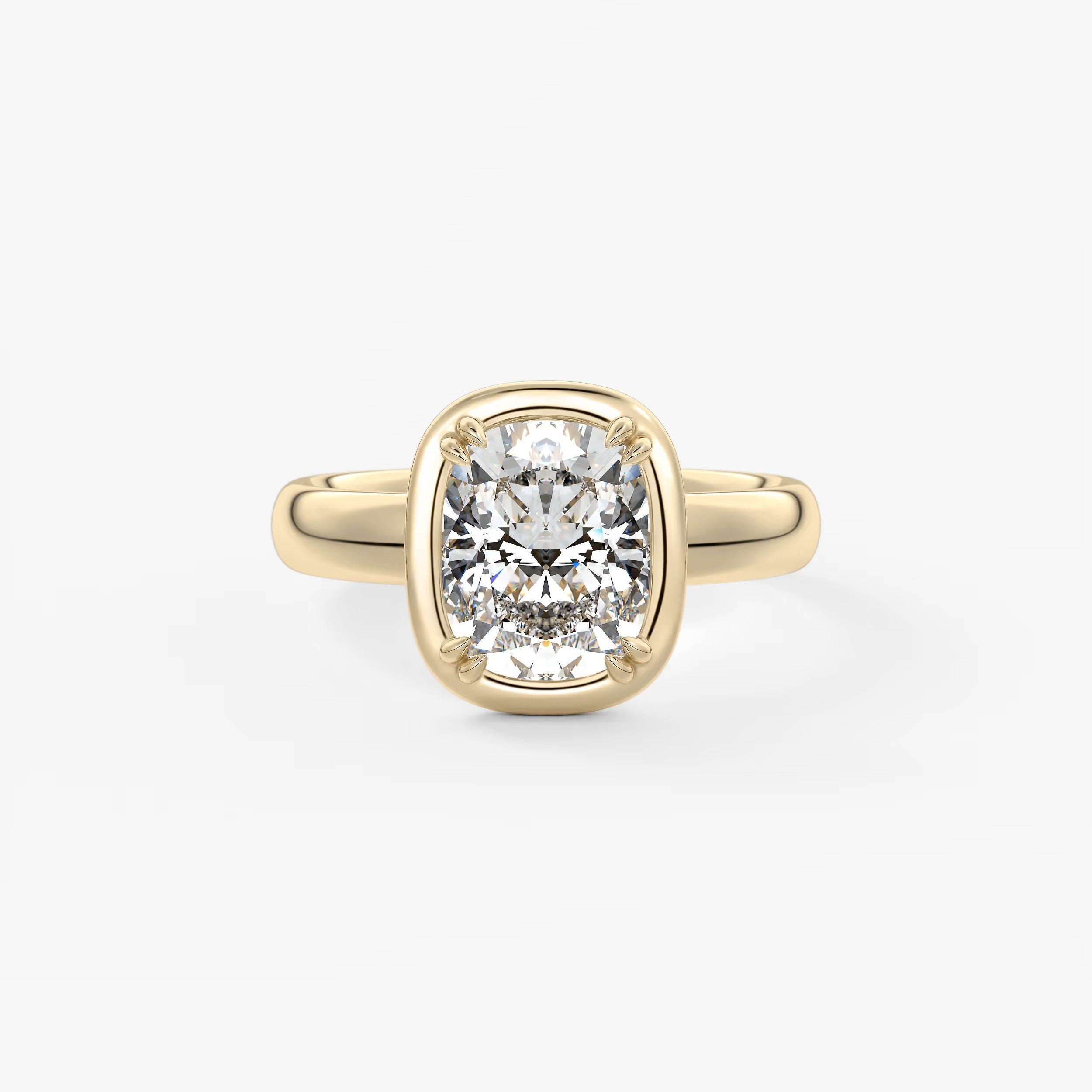 Custom made taylor grande cushion lab diamond bezel engagement ring | australia