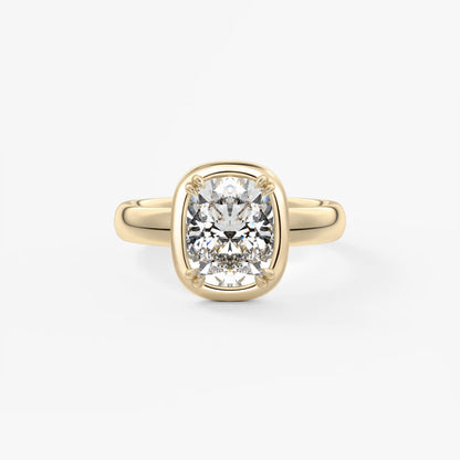 Custom made taylor grande cushion lab diamond bezel engagement ring | australia