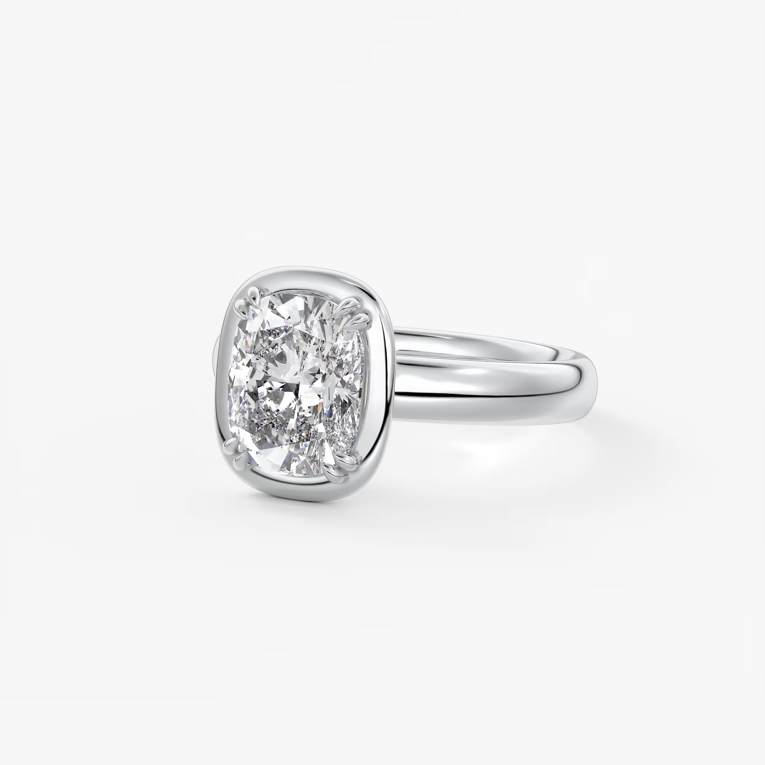 Custom made taylor grande cushion lab diamond bezel engagement ring | australia