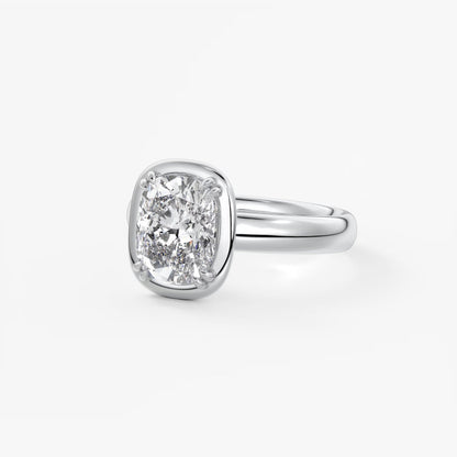 Custom made taylor grande cushion lab diamond bezel engagement ring | australia