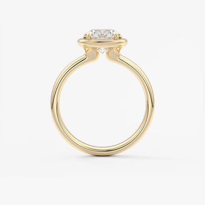 Custom made taylor grande cushion lab diamond bezel engagement ring | australia