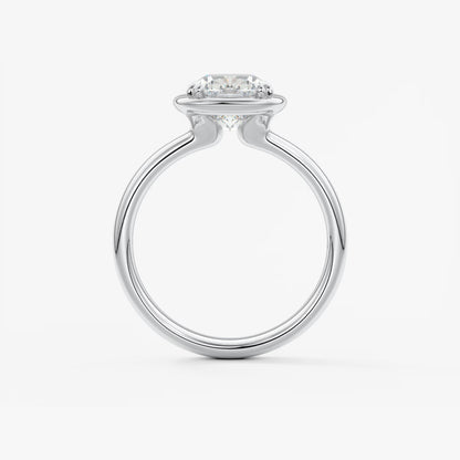 Custom made taylor grande cushion lab diamond bezel engagement ring | australia