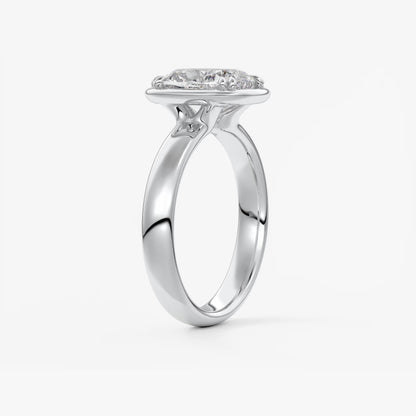 Custom made taylor grande cushion lab diamond bezel engagement ring | australia