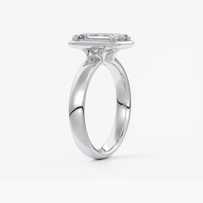 Custom made taylor grande emerald lab diamond bezel engagement ring | australia