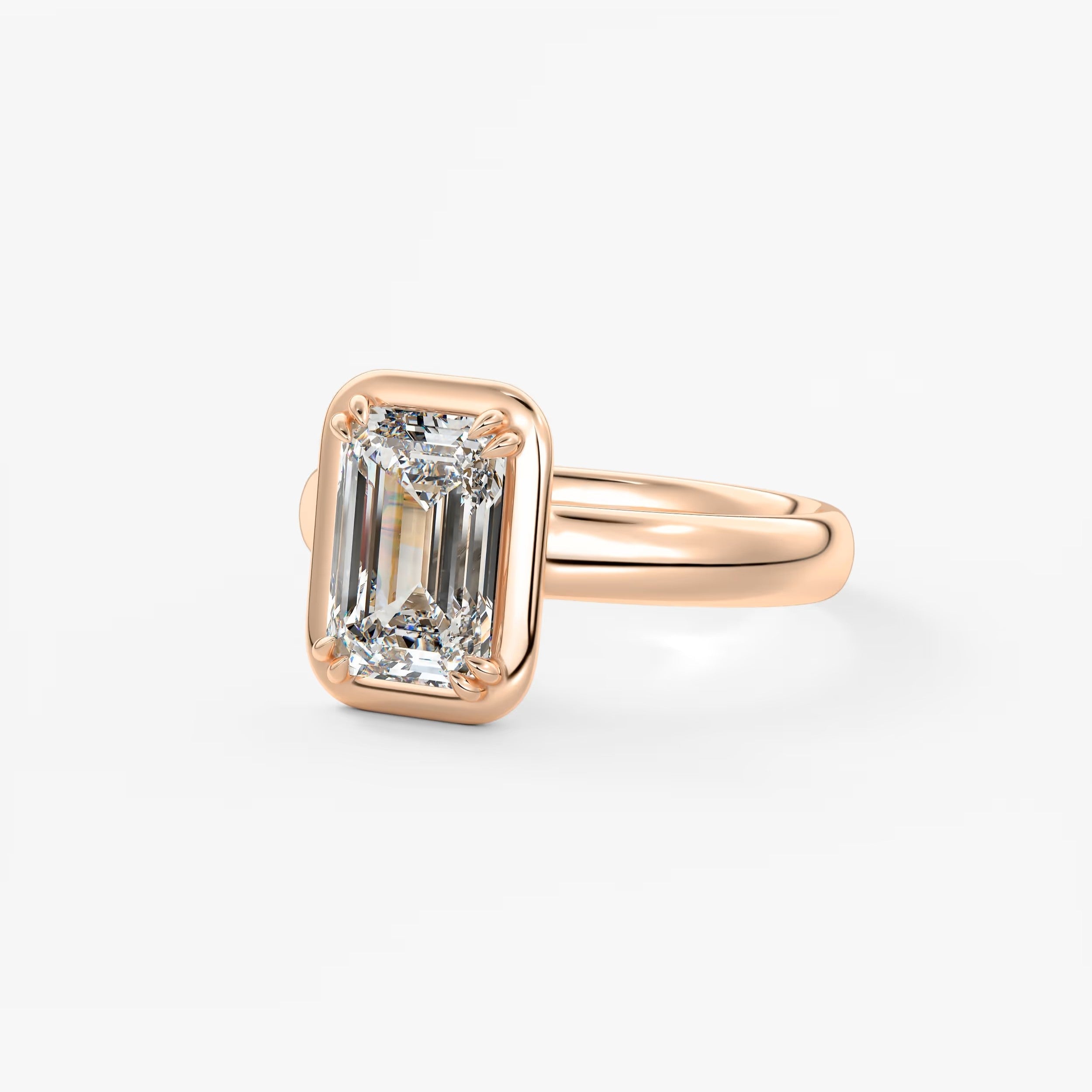 Custom made taylor grande emerald lab diamond bezel engagement ring | australia