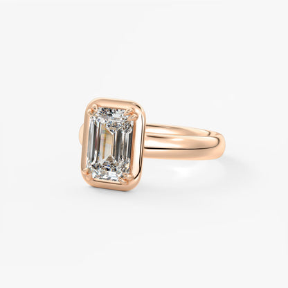 Custom made taylor grande emerald lab diamond bezel engagement ring | australia