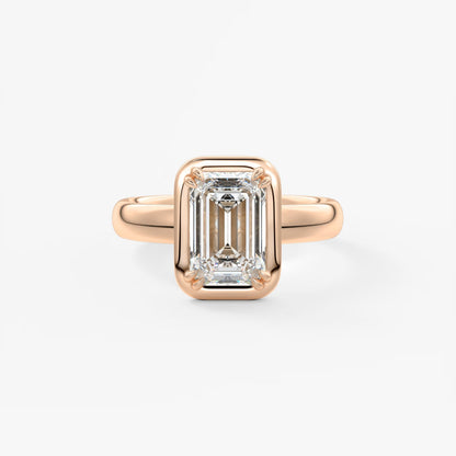 Custom made taylor grande emerald lab diamond bezel engagement ring | australia