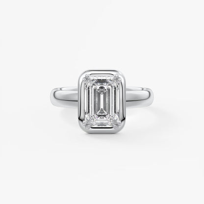 Custom made taylor grande emerald lab diamond bezel engagement ring | australia