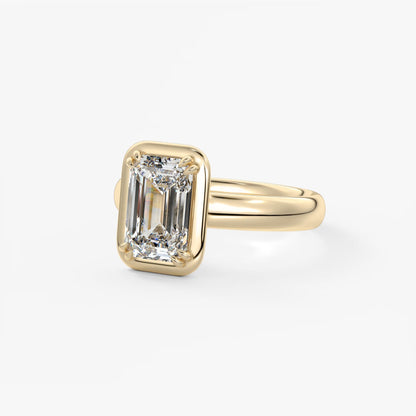 Custom made taylor grande emerald lab diamond bezel engagement ring | australia